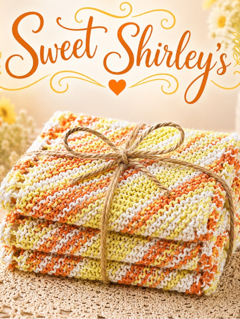 Bundle of 3 “Sunrise Citrus” Sweet Shirley Dishcloths